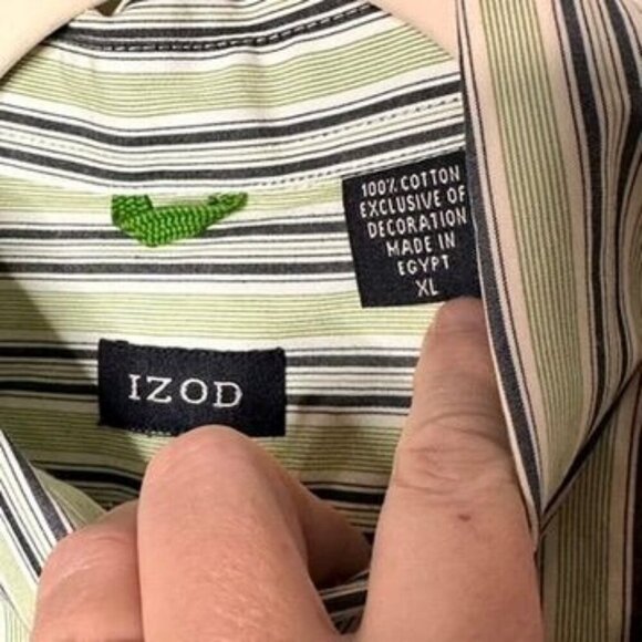 Izod  Striped Short Sleeve Button-Down Cotton Shirt Mens XL Preppy Casual Dad - Picture 5 of 8